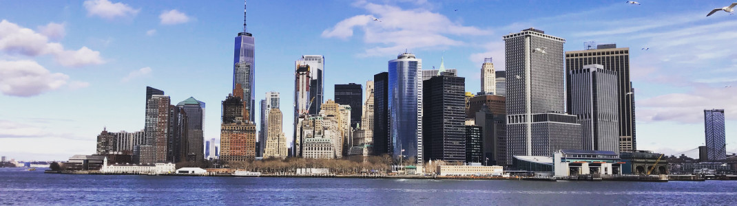 The Manhattan skyline as seen from the Staten Island Ferry.
