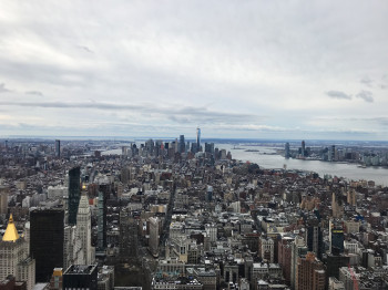 View of New York City from the observation platform on the Empire State Building.