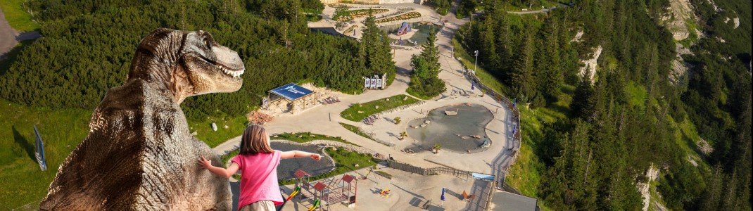 Zurück in die Steinzeit gehts im Triassic Park auf der Steinplatte Waidring in den Tiroler Bergen.