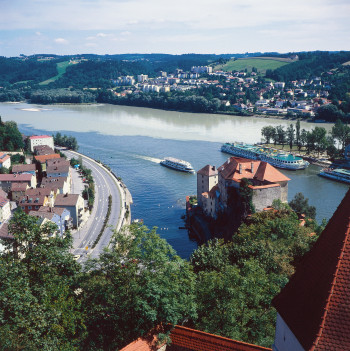 In Passau treffen sich Donau, Ilz und Inn