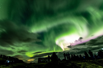 Colorful, dancing lights of Iceland's aurora borealis. Shot taken on April 12, 2018.