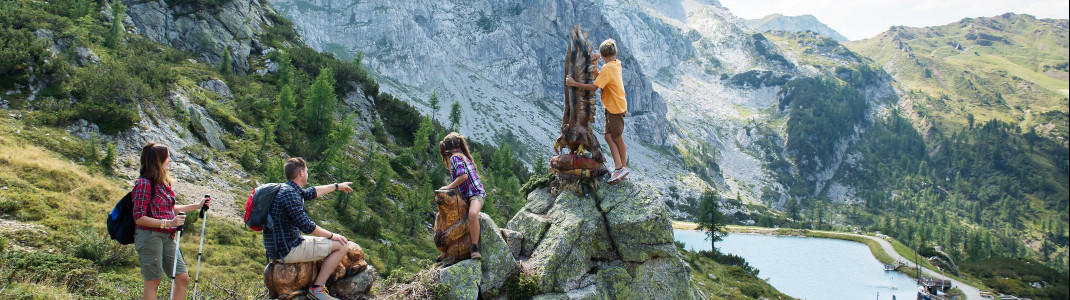 Auf den Erlebniswegen ist viel geboten, wie hier am Bergspielplatz des Aqua Trails.