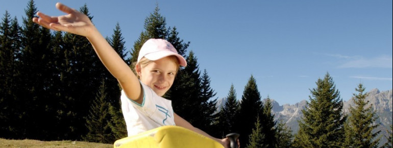 Mieders' Summer Toboggan Run at Serlesbahnen in the Stubai Valley, Tyrol is the world’s steepest alpine coaster.
