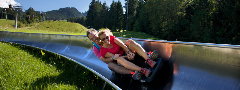 The Alpspitzbahn in Nesselwang is the longest summer toboggan run in the Allgäu, Bavaria.