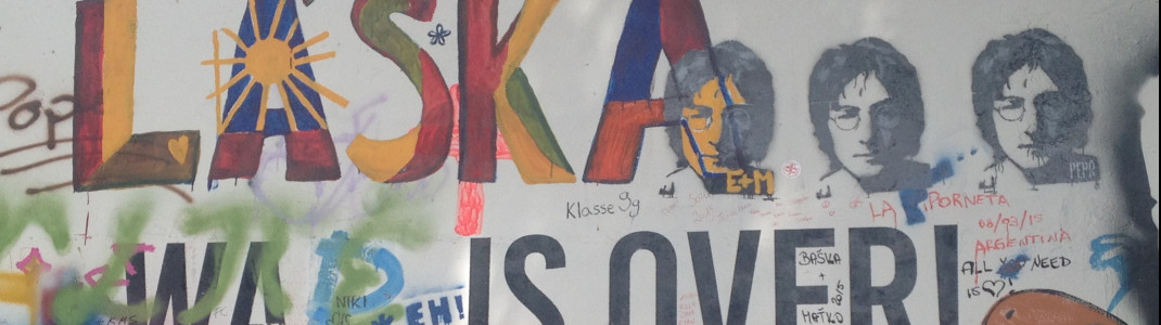 John Lennon Wall: "Láska" is the Czech word for love.