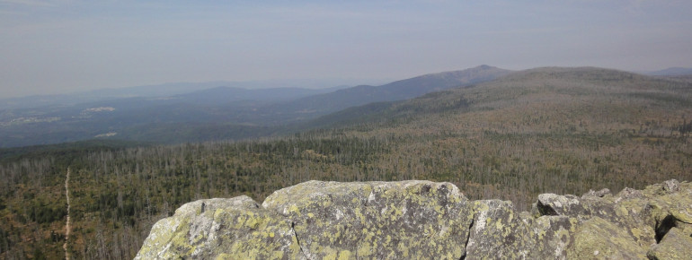 View from the peak towards the north with Rachel mountain.