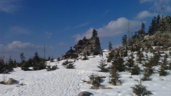 Summit cross and chapel in the winter.