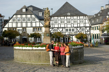 The hike starts at the historic town square of Brilon.