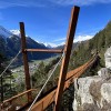 The view from the suspension bridge on the Sunnenseit'n Weg over the Stubai Valley.