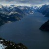 Blick vom Preikestolen auf den Fjord