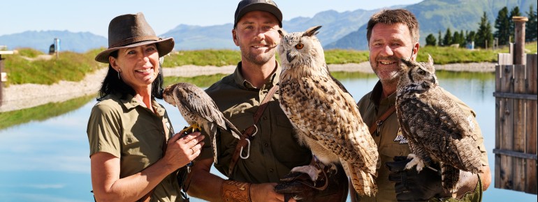 Mit jahrzehntelanger Erfahrung kümmern sich die Falkner liebevoll um ihre Tiere und bringen Besuchern die faszinierende Welt der Greifvögel näher.