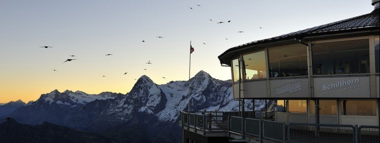 Das Piz Gloria in der Dämmerung.