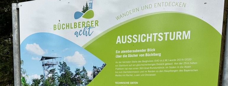 Der Aussichtsturm ist auch Teil den neuen kinderfreundlichen Wanderwegs 'Büchlberger acht'.