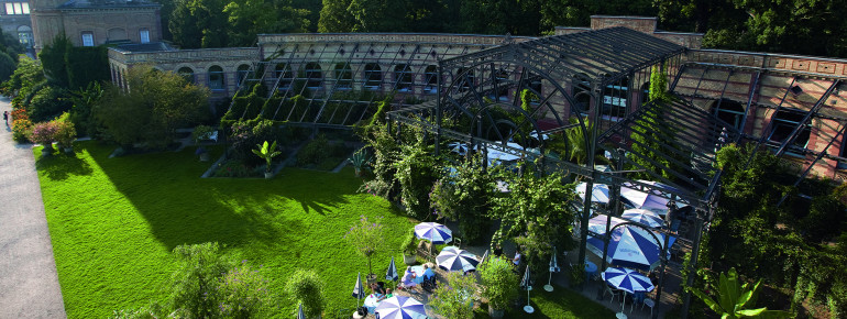 Vom ehemaligen Wintergarten zeugt heute nur noch ein Gerüst aus Gusseisen.