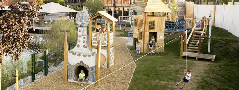 Der Erlebnisspielplatz im Kinderbereich "Hamsterhausen" bietet auf 1000 m² Platz zum Austoben.