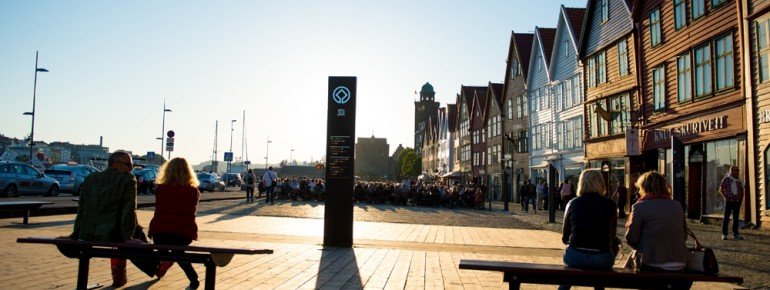 Sonnenuntergang im Stadtviertel Bryggen