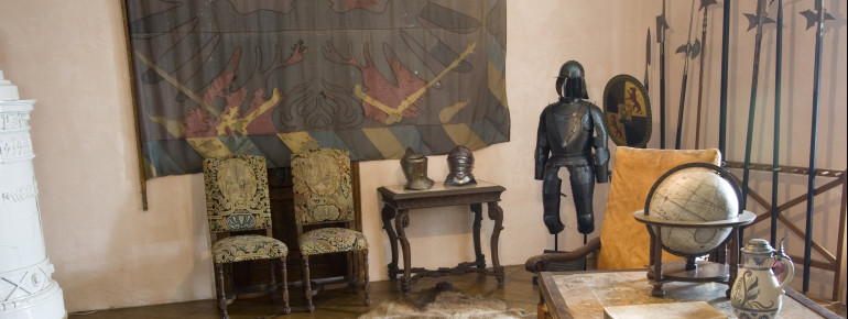 Historische Innenausstattung auf der Burg Clam.