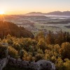 onnenaufgang auf der Burgruine Eisenberg Eisenberg.
