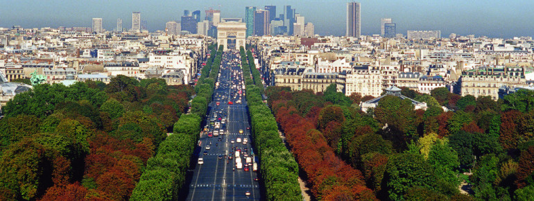 Blick auf die Prachtstraße von Paris: die Champs Elysées.