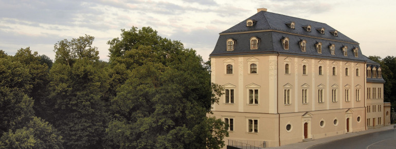 Blick auf das historisches Gebäude der Herzogin Anna Amalia Bibliothek.