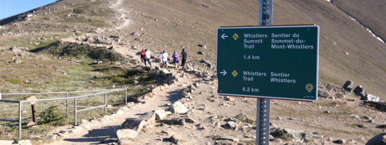 Ein 1,4 Kilometer langer Weg führt von der Bergstation zum Gipfel.