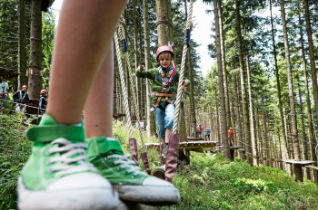 Im Kletterwald haben vor allem Kinder großen Spaß.