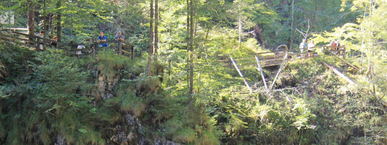 Von oben kannst du den rauschenden Fluss bestaunen.