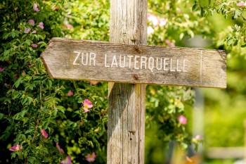 Mitten im charmanten Offenhausen entspringt die Große Lauter aus ihrem klaren Quelltopf.