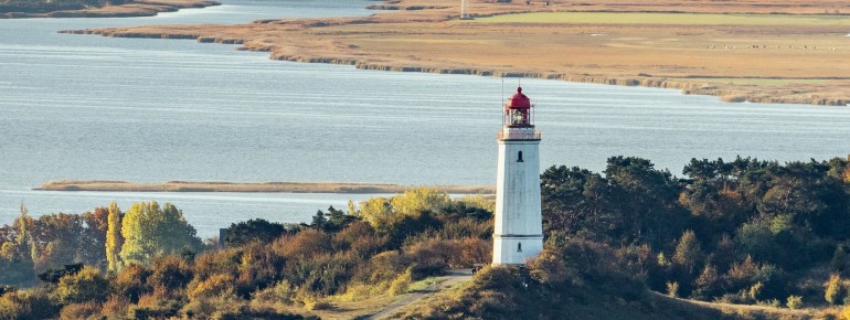 Ein beliebtes Ausflugsziel auf Hiddensee: Der Leuchtturm Dornbusch lockt mit Weitblick und Naturerlebnis.