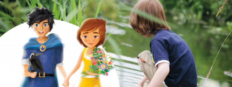 Die Maskottchen Arnika und Jacobi begleiten die Kids durch die Märliwelt.