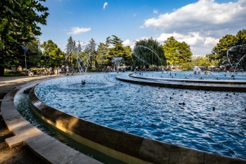 Der Musikbrunnen am Südende der Margareteninsel.
