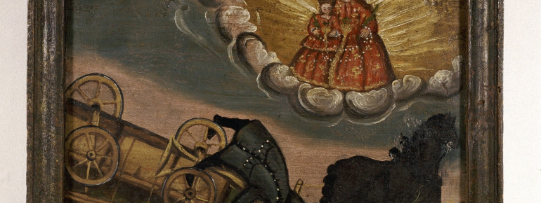 Votivtafel aus Pilgramsberg bei Straubing Niederbayern, 1882 Ölmalerei auf Holz