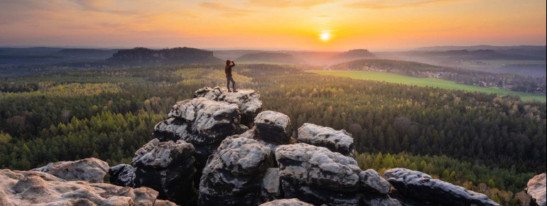 Vom Tafelberg Gohrisch hat man einen tollen Blick über die Sächsische Schweiz.