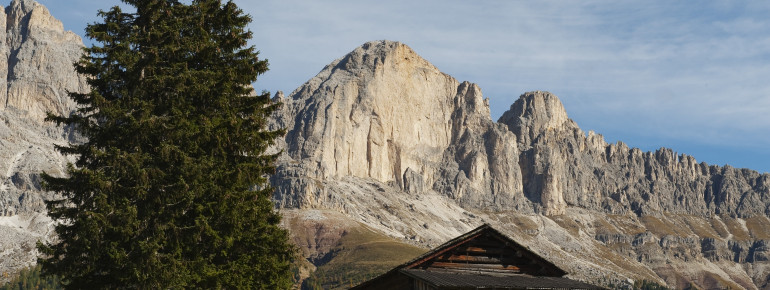 Rosengarten mit Almhütte
