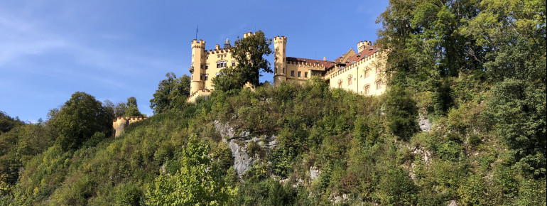Du kannst mit der Pferdekutsche zum Schloss fahren.