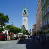 Blick auf den Stadtturm von Straubing.