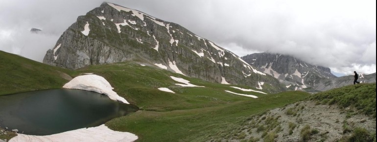 Panorama des Drachensees und der Berge