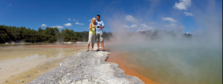 Der Champagne Pool zählt zu den Highlights des Thermal Wonderlands.