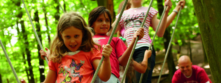 Im Wildpark können sich die Kids auf dem Abenteuerspielplatz austoben.