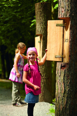 Auf dem Walderlebnis-Pfad lernen die Kids an 20 Stationen das Ökosystem Wald kennen.