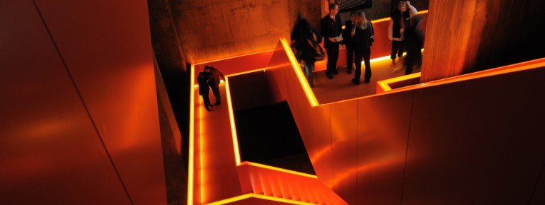 Die orangefarbene Treppe der Ruhr Museums