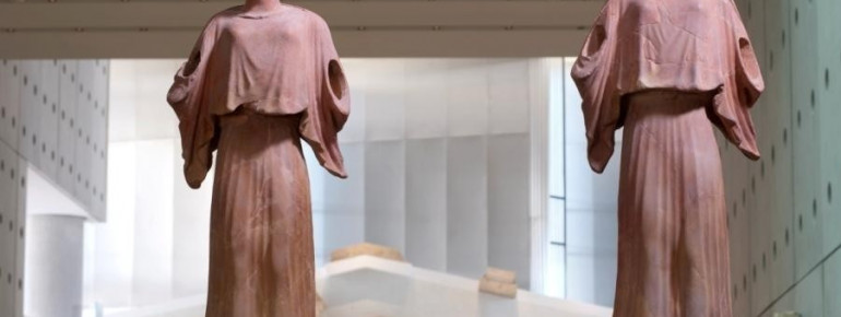 2 ancient statues exhibited in the Acropolis Museum