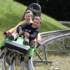 Safely secured on rails and strapped in, you'll race through twists, turns and fun rolling waves.