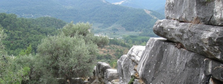 A wall underneath the falling rocks of Pan
