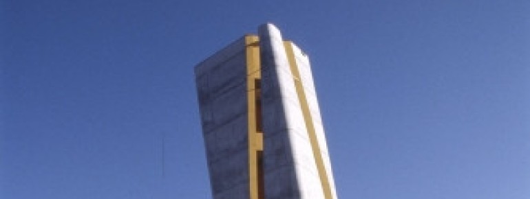 An astronomical observation tower rises at the site where the sky disk was found.