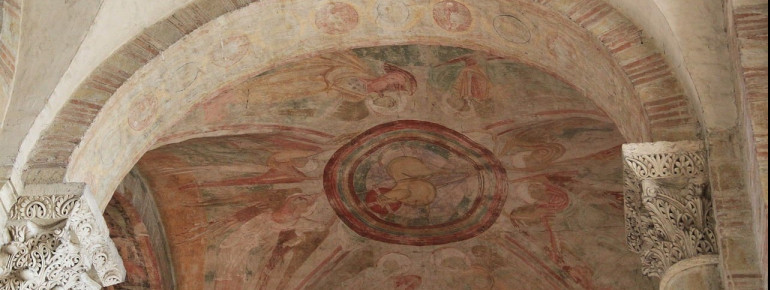 Wonderful ceiling frescos within the basilica