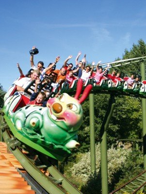 A swift ride on the caterpillar roller coaster.