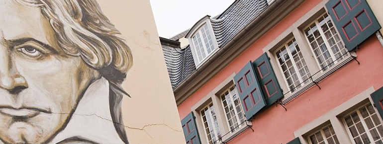 The effigy of Ludwig van Beethoven can be seen opposite the Beethoven House in Bonn.