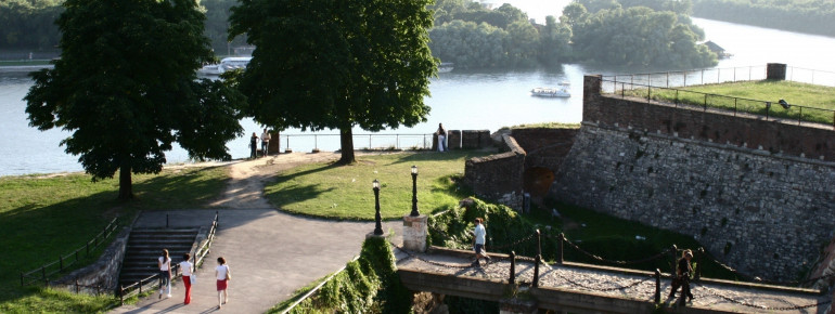 The junction of Danube and Sava can be seen from the fortress's hill.