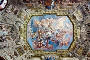 Carlo Innocenzo Carloni's intricate ceiling painting at the Marble Hall.